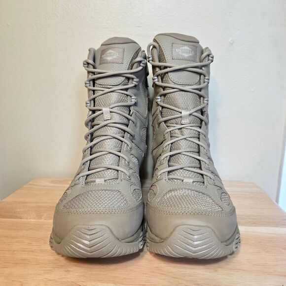 Merrell Moab 3 8" Tactical Waterproof Zip Boots Dark Coyote Tan J004107 Men's 11 - Picture 2 of 7
